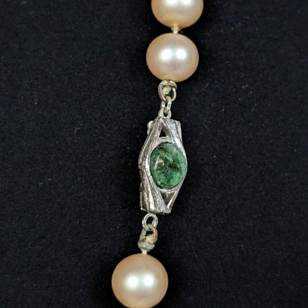 Vintage Knotted Glass Pearl Necklace - Picture 4 of 7
